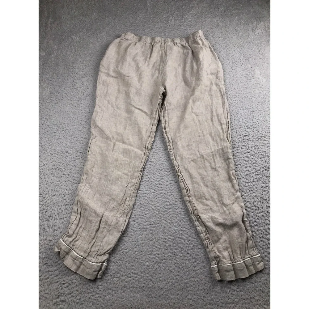 Quince Pants Women M (32x28) Flax 100% European Linen Piping Pull On
